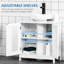 Armoire de salle de bain ajustable sous le lavabo - Blanc 2 portes