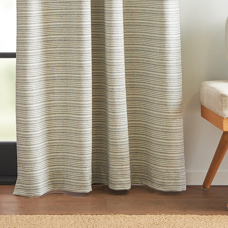 DKNY Pure Stream Textured White/Blue Curtain Panel Pair (Set of 2), 50" W x 96" L