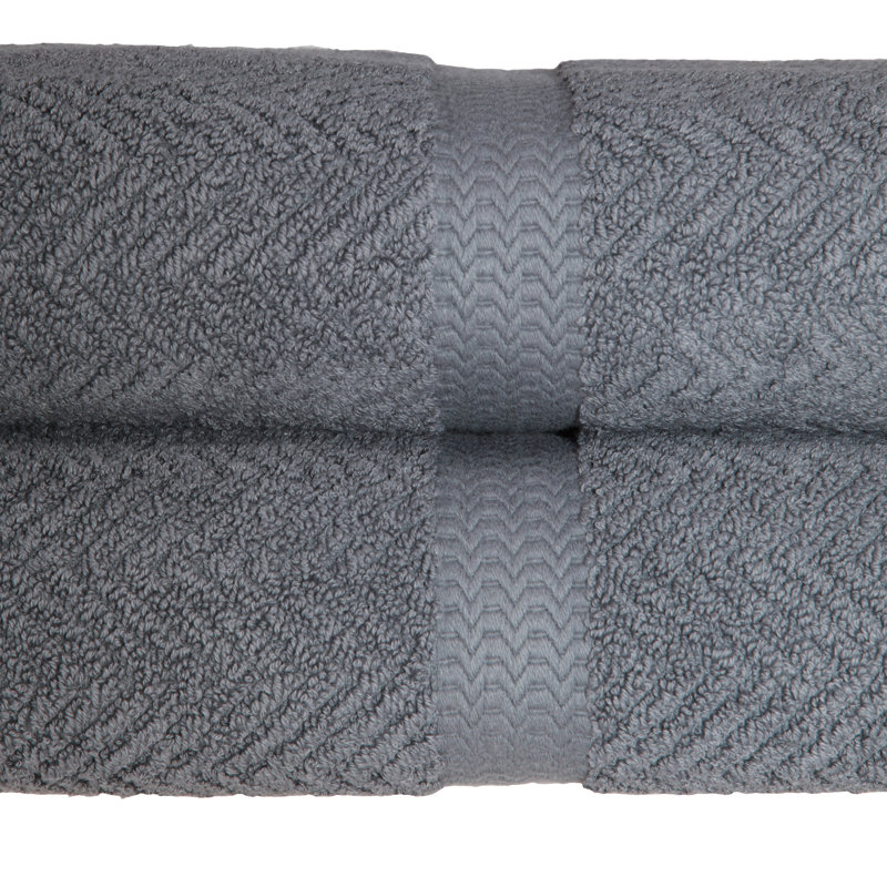Serviette de bain en coton à chevrons, Gris