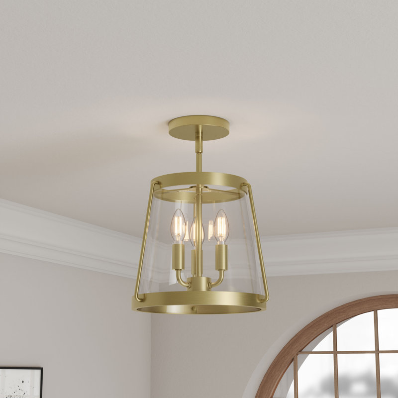 Plafonnier semi-encastré 3 lumières Adabella, Laiton rétro