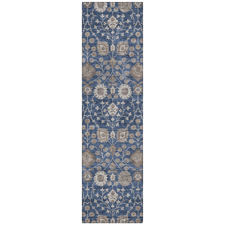 Machine Washable Indoor/Outdoor Cicel ACN1155 Navy Rug
