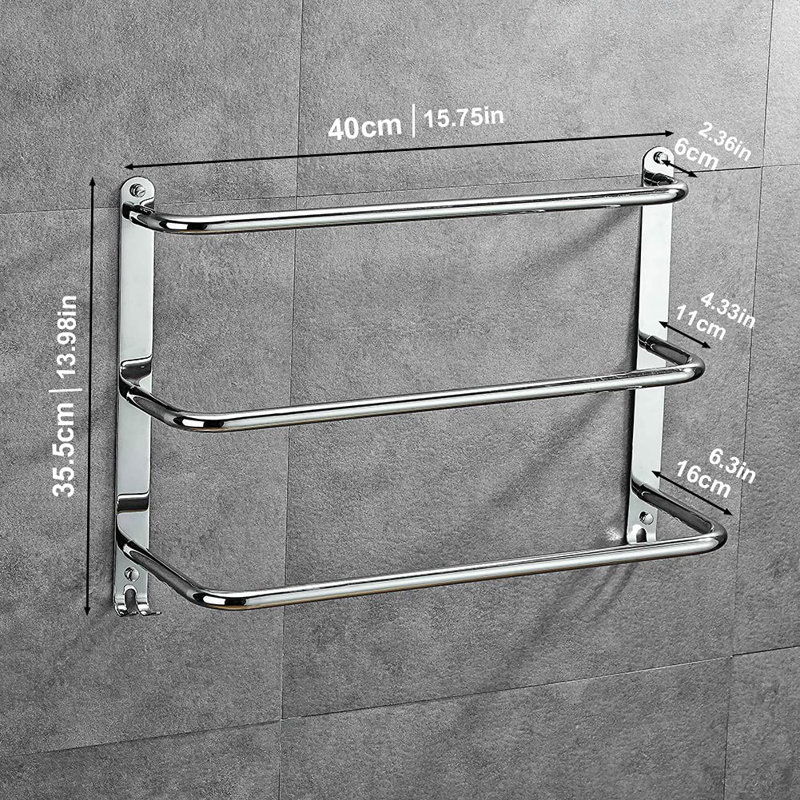 Kandra 40cm 3 Towel Bar, Silver