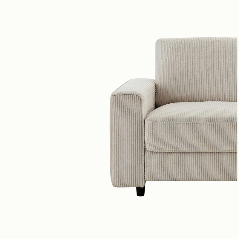 Canapé moderne en velours côtelé 2 places, Beige, 33" H x 66" W x 32" D