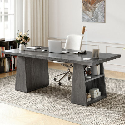  63'' Executive Desk With Pedestal Shelves