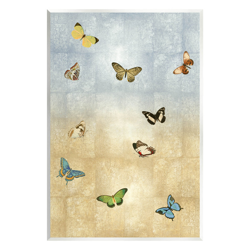 Variété de papillons variés, estampe numérique par Tina Blakely, H 19 po x l 13 po x P 0,5 po, Bois