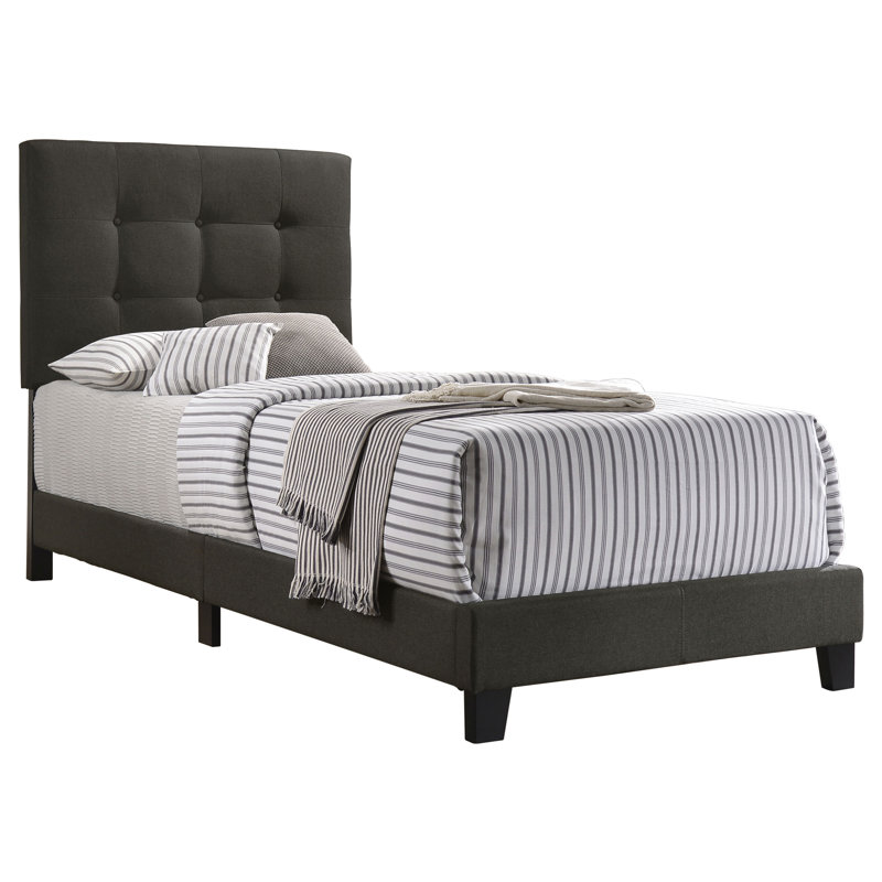 Ajim Upholstered Twin Panel Bed Charcoal, Charcoal, Twin