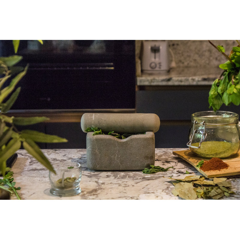 Marble Mortar And Pestle Set, Medium Gray