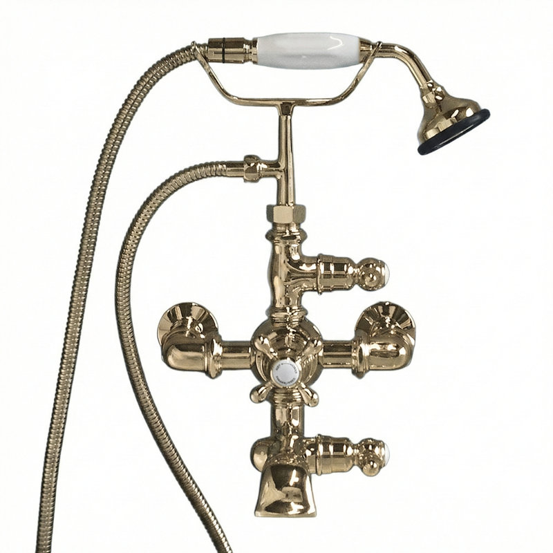 Thermostatic Wall Mount Tub Faucet with Handheld (P0894) by Strom Living, Polished Nickel
