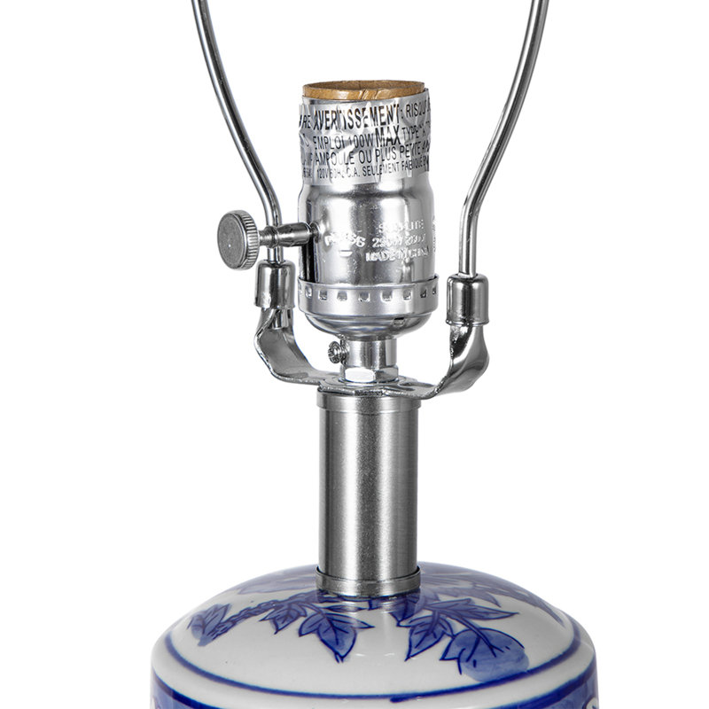 Lampe de vase en céramique bleue et blanche D13x25 "