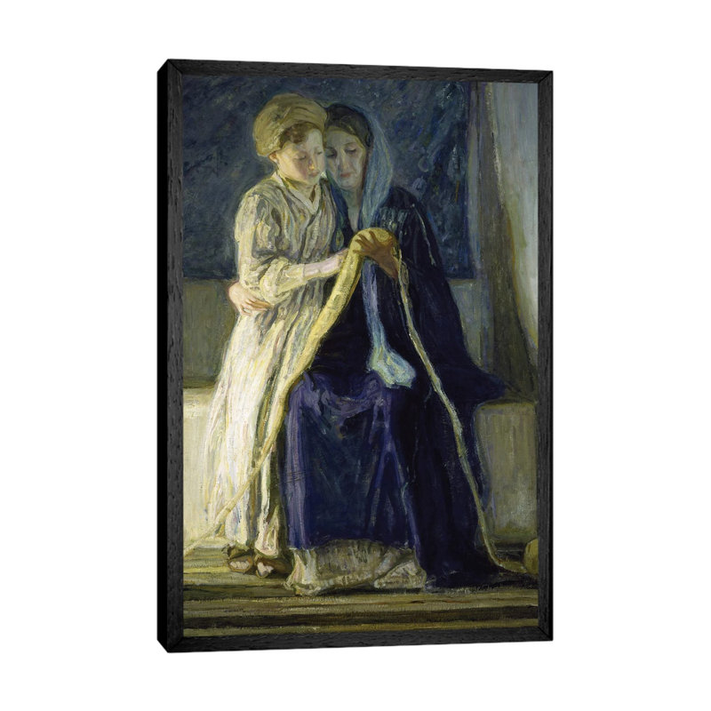 Christ And His Mother Studying The Scriptures, C.1909 by Henry Ossawa Tanner - Painting on Canvas, Black Framed