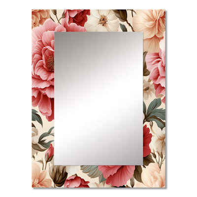 Lewis Vintage Roses Grace Victorian Pattern - Floral Large Mirror, Cottage Decorative Wall Mirror, Printed Metal Art