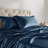 Satin Midnight Blue 100% Satin Luxury Wrinkle Resistant 6-Piece Full Sheet Set-111014611-111014589
