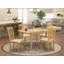 5 Piece Modern Dining Table Set Includes a Rectangle Wooden Table with Butterfly Leaf and 4 Linen Fabric Dining Room Chairs, Oak-1893868039-1969990557