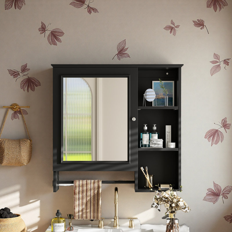 Wall Mounted Bathroom Storage Cabinet, Black