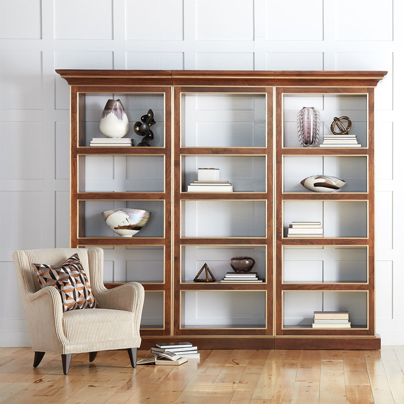 Mango Wood and Brass 5-Tier Freestanding Bookcase