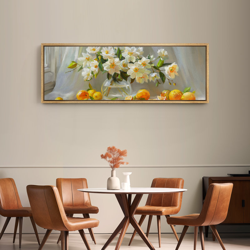 Art floral encadré très grand, H 30 po x l 60 po, Naturel