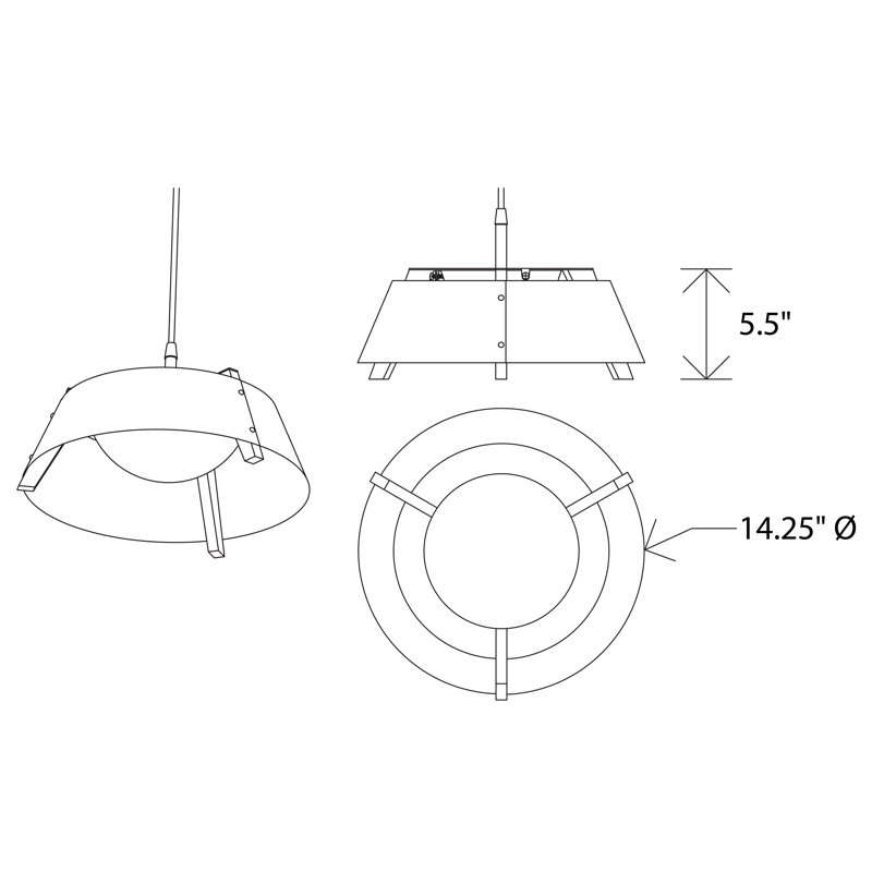 Casia 1 - Light Pendant, Walnut, Gloss White, 5.5" H x 14.25" W x 14.25" D