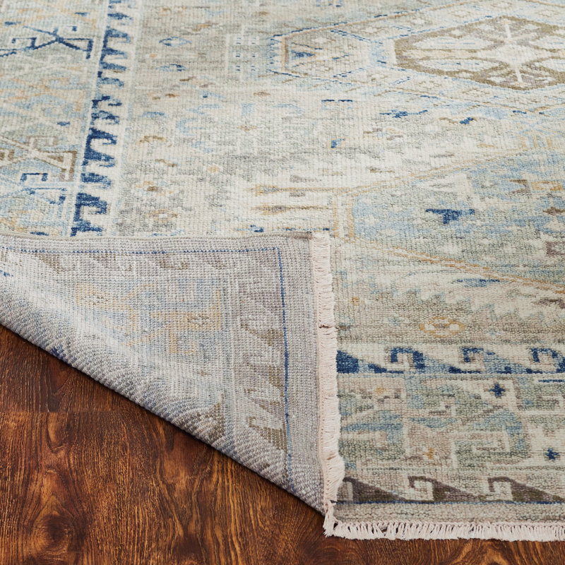 Quinzio Hand Knotted Wool Area Rug in Beige, Rectangle 9' x 12'