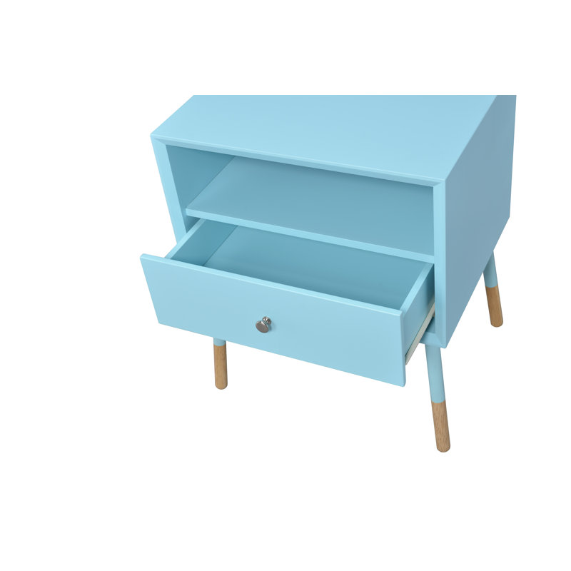 Bowersville Transitional 24"H 1-Drawer Rectangular End Table with Storage, Teal