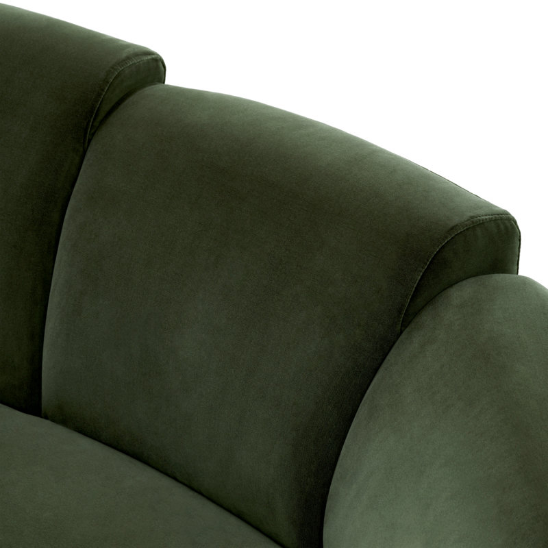 Sofa Marbella Torrin Green Velvet, 28.74" H x 76.38" W x 39.76" D