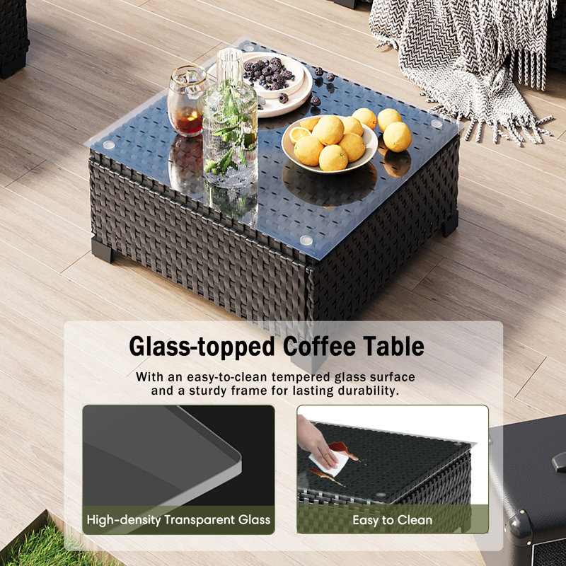 𝗣𝗿𝗲- 𝗮𝘀𝘀𝗲𝗺𝗯𝗹𝗲𝗱 𝗖𝗵𝗮𝗶𝗿𝘀, Canapé modulaire d'extérieur en rotin pour 6 personnes avec conversation 𝗘𝘅𝘁𝗿𝗮 𝗕𝗹𝘂𝗲 𝗖𝘂𝘀𝗵𝗶𝗼𝗻 𝗖𝗼𝘃𝗲𝗿𝘀