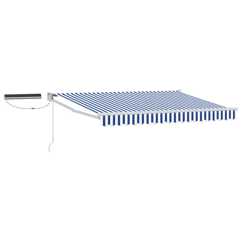 VidaXL Polyester Cover Retractable Patio Awning, Striped, 350cm W x 200cm D, Blue/White
