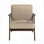 Chaise d'appoint Mid-Century moderne pour adultes, revêtement en velours brun clair, structure en bois brun noyer foncé, coussins en mousse haute résilience