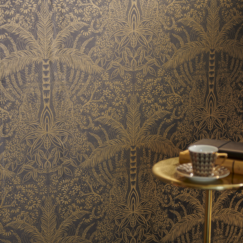 Leopardo Exotica 2 10.05m x 52cm Metallic Wallpaper Roll, Antique/Noir
