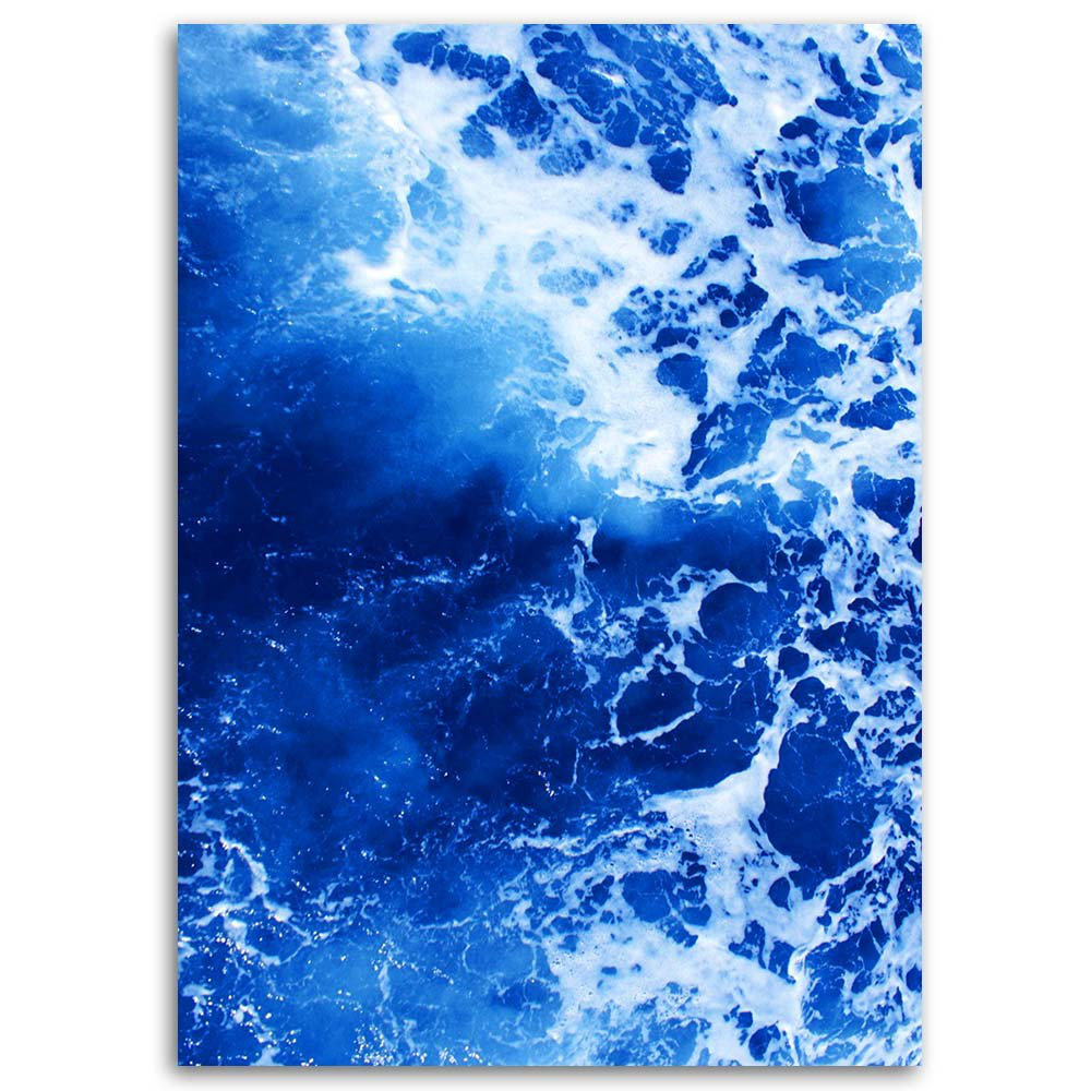 Leinwandbild Blaue Wellen Aquarell