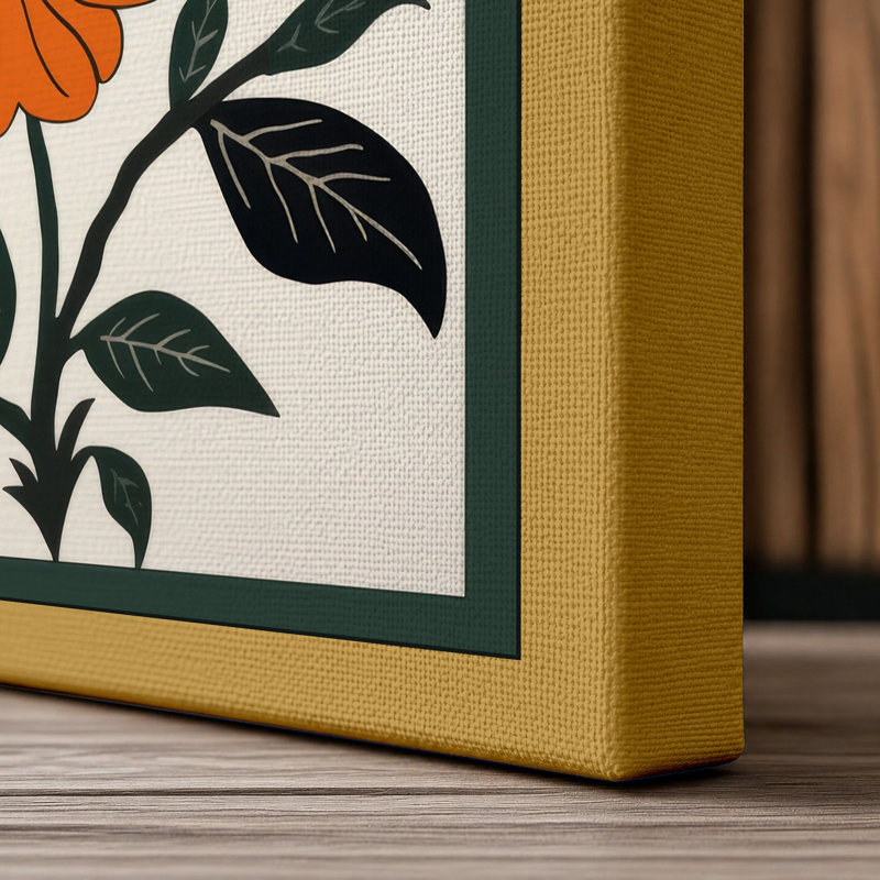 Daisy Study Botanical - Wrapped Canvas, 30x20 - 76.2 x 50.8 cm, Ochre Border