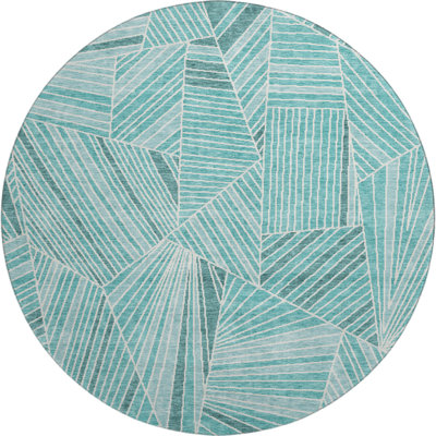 Premium Machine Washable Prisco Teal Rug