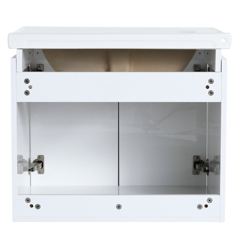 36,21 po Meuble-lavabo profond avec lavabo et tablette - Portes murales à fermeture en douceur de style moderne 36 po