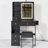29.2" Small Size Left Drawer Desktop Vanity Table With Cushioned Stool, 2 AC Outlets And 2 USB Ports Power Station, Hair Dryer Bracket, Brightness Adjustment-943576952