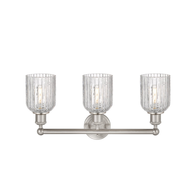 Abat-jour de salle de bain 3 lumières Edison Northgate, Nickel satiné, Clear