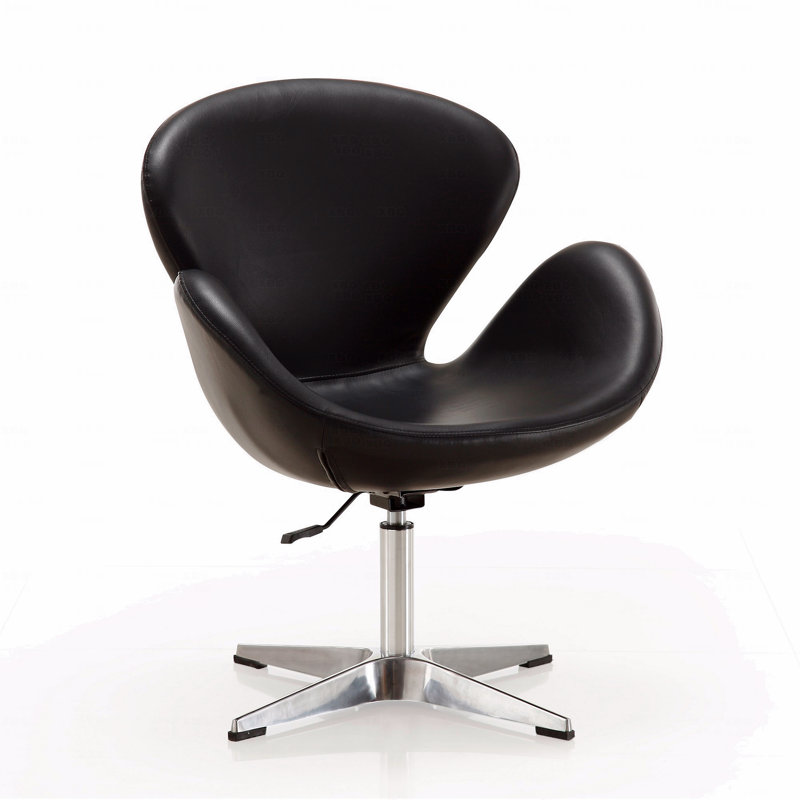 Raspberry Wool Blend Upholstered Swivel Balloon Chair, Black