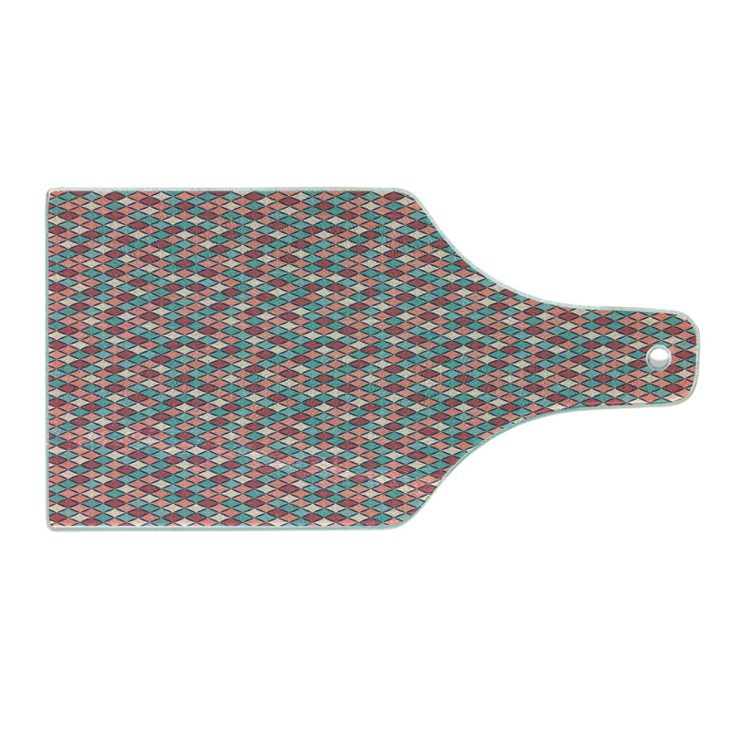 Ambesonne Geometric Tempered Glass Cutting Board Retro Style Checkered Multicolor