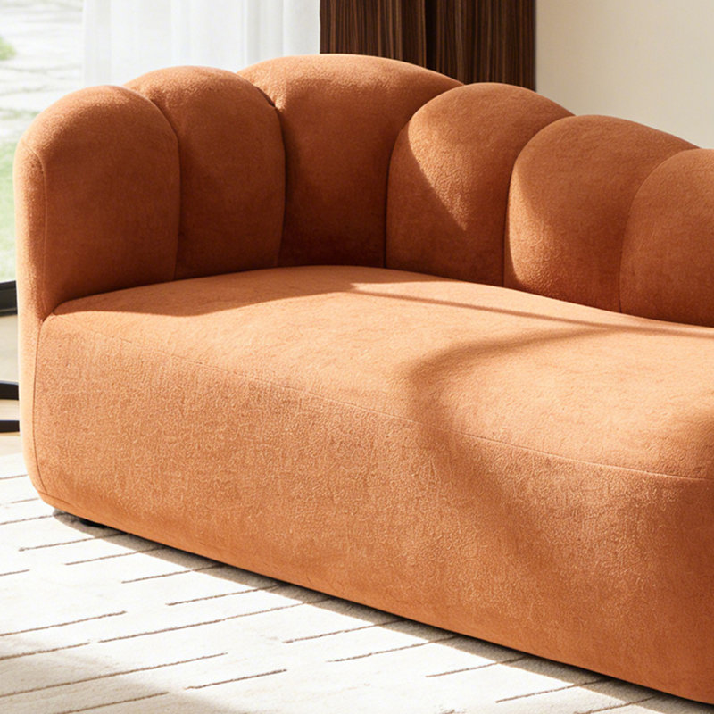 Méridienne à compression moderne avec dossier rembourré, Orange foncé