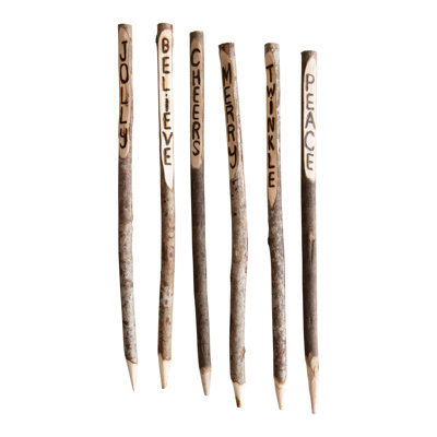 Piquet en bois avec mot des Fêtes