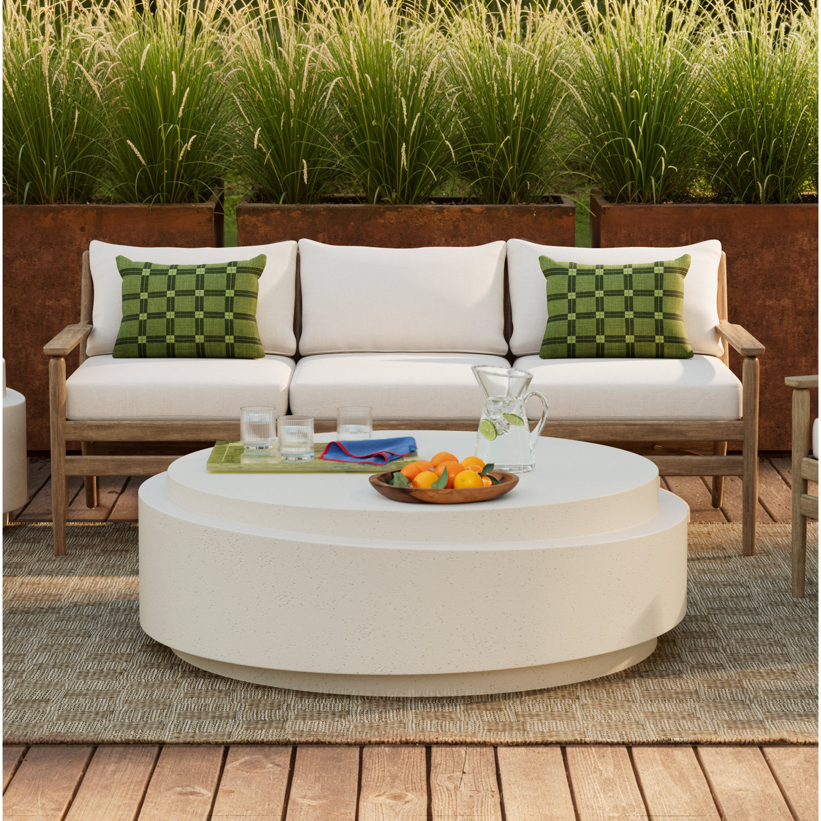 Anwil Oval 48'' L x 48'' W Outdoor Coffee Table, White
