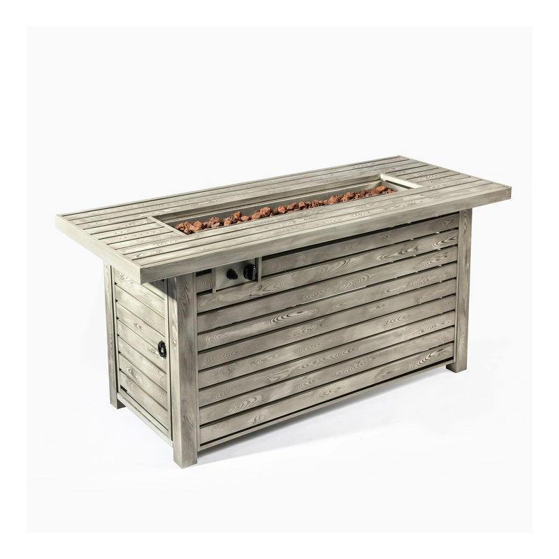 Table de foyer d'extérieur en acier 54 po avec surface en grain de bois