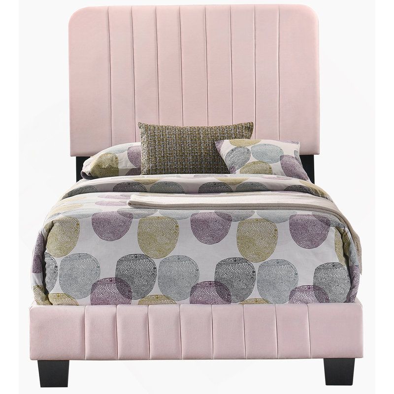Structure de lit moderne avec tête de lit pour la chambre à coucher, Rose