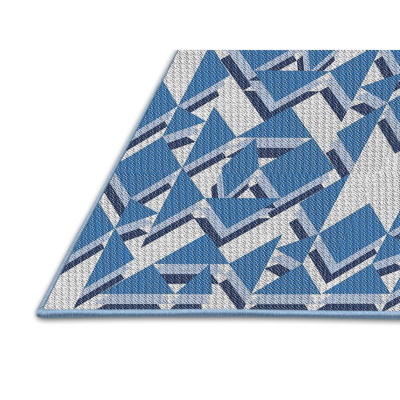 Tapis bleu à motif géométrique Kogan, Rectangle 5 pi x 7 pi