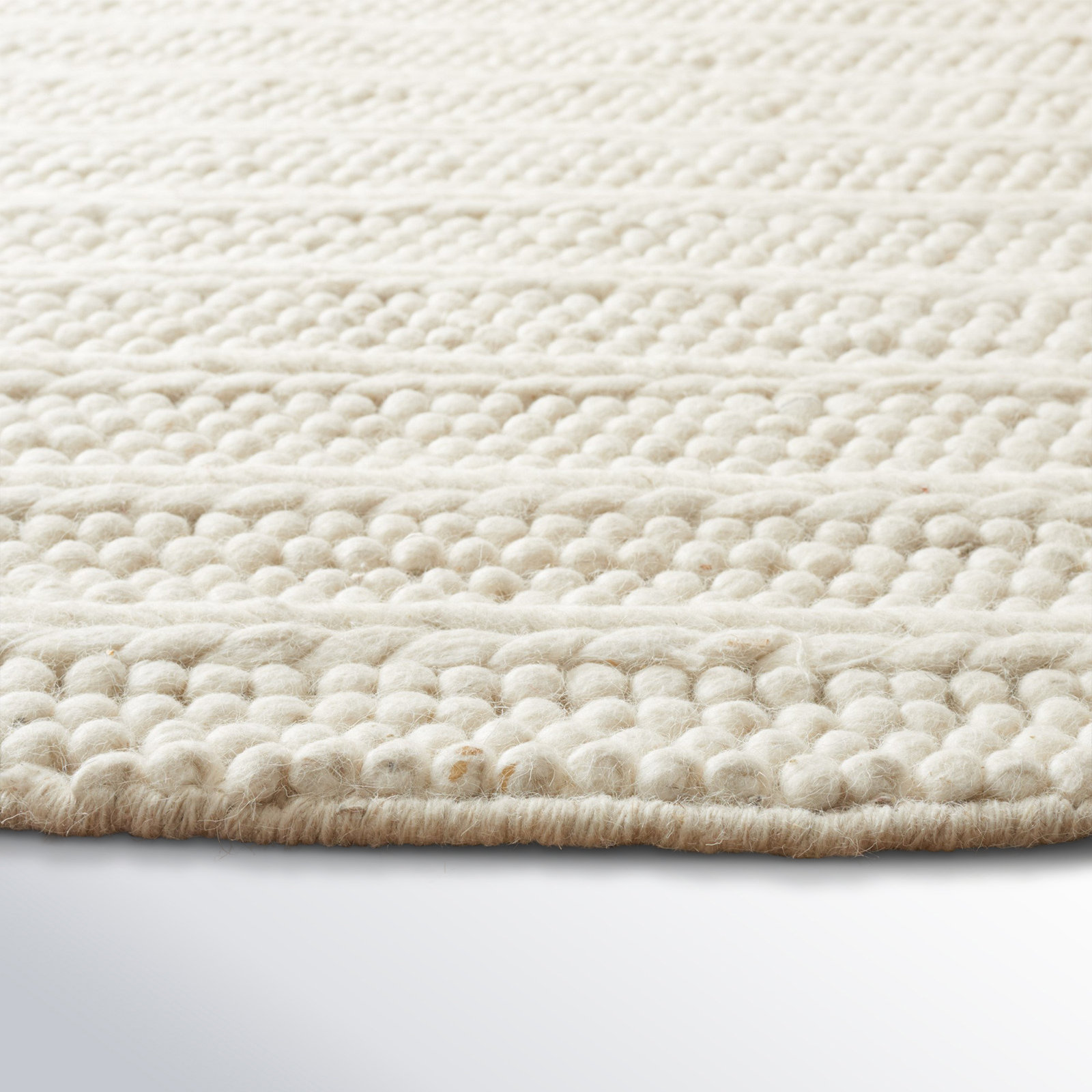 Sestina Ivory Handmade Flatweave Rug, Round 4'