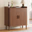 Armoire-bar 31,5 po avec porte coulissante en bois, support de bar Mid-Century avec porte-verres à vin, support à vin, plateau coulissant et tiroir-1939216039