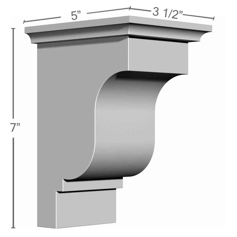 Endurathane Edinburgh Bracket, 3 1/2"W x 5"D x 7"H, Factory Primed, 7"H x 3 1/2"W x 5"D