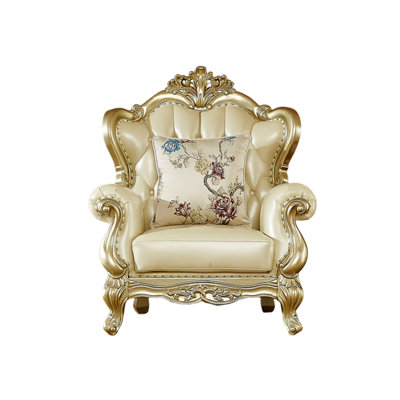 European Leather Luxury Solid Wood Chair Leather Armchair