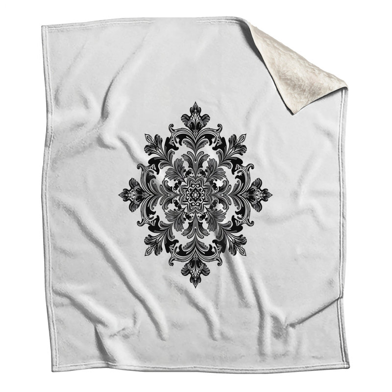 Intricate Black Damask Blankets, L 50 po x H 60 po