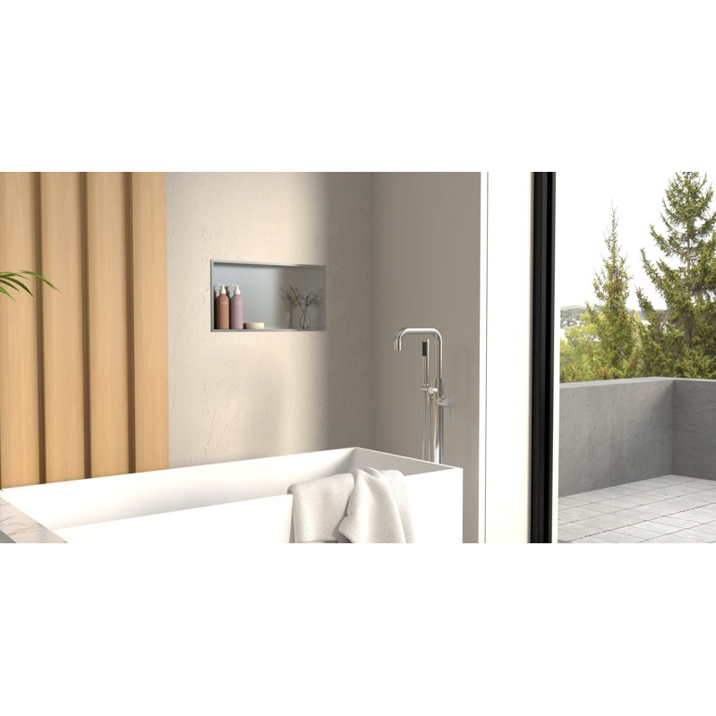 Niche de douche encastrée Badeloft l 24,4 po x H 12,6 po NS-03-BS en acier inoxydable brossé, Acier brossé