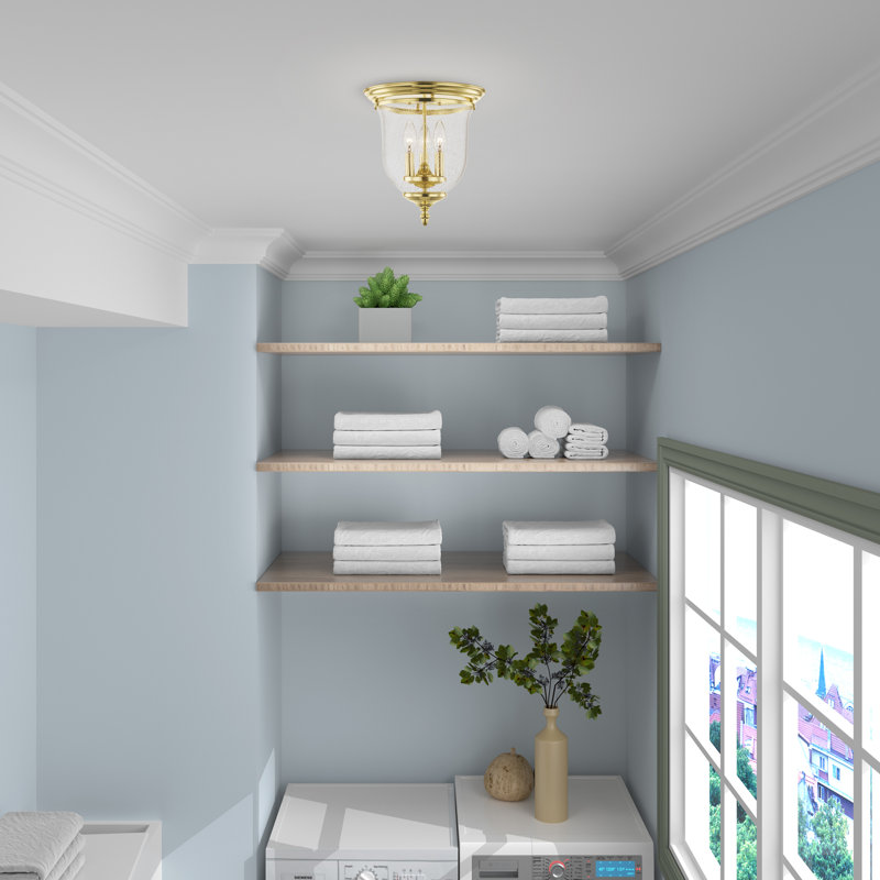 Plafonnier encastré 3 lumières 11,5 po Aaven, Laiton poli