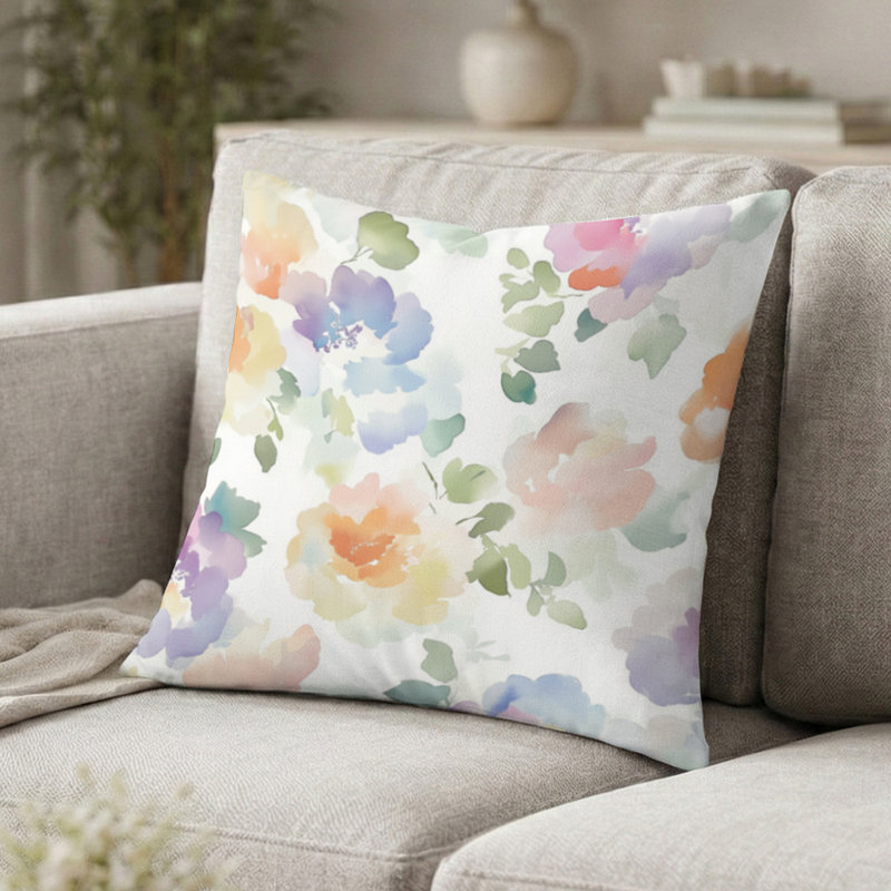 Coussin Floral, H 16 po x l 16 po